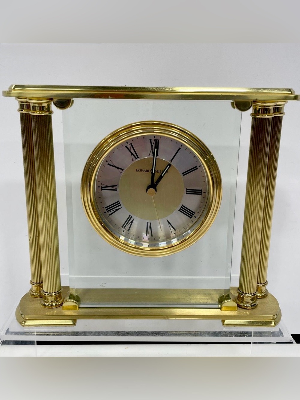 Howard Miller Gold Glass Desk Clock - Roman Numerals